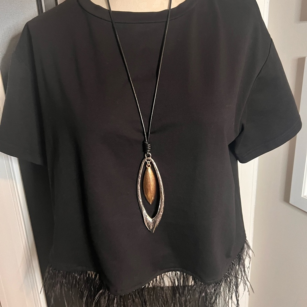 Elegant Copper and Silver Pendant Necklace